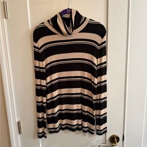 Sanctuary Black and Cream Striped Turtleneck Sweater